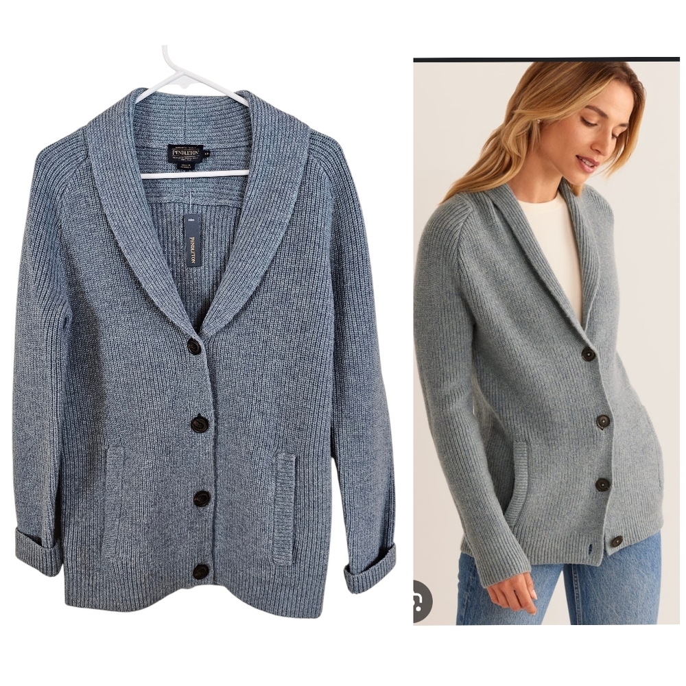 Pendleton Shetland Wool Cardigan Sweater Button Down Shawl Collar